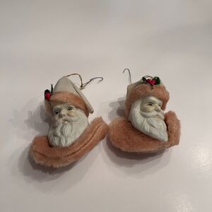Ceramic Santa Claus Ornaments With Faux Fur Lining